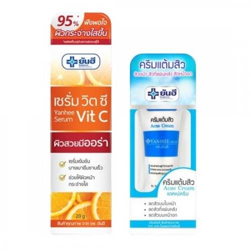 Combo Trị Mụn Dưỡng Da Yanhee Thái Lan [Yanhee Acne Cream + Yanhee Serum Vit C]