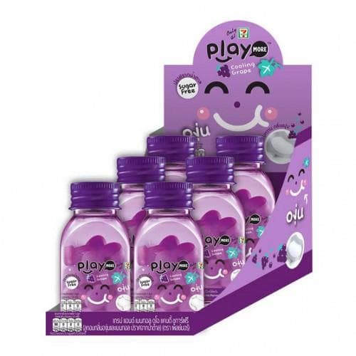 Lốc 6 Hũ Kẹo Playmore Vị Nho 22g Thái Lan [Có Logo 7-Eleven]