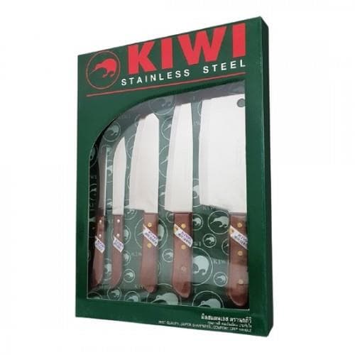 Bộ Dao Inox 5 Món Cán Gỗ Cao Cấp Kiwi W5W Thái Lan