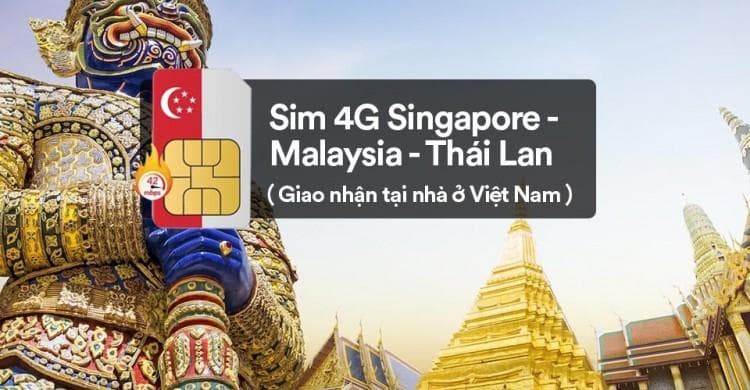 Sim du lịch Singapore - Malaysia - Thái Lan - 7 ngày - 500MB/ngày - 4G (Không gồm: Pattani, Yala, Narathiwat) - SC14